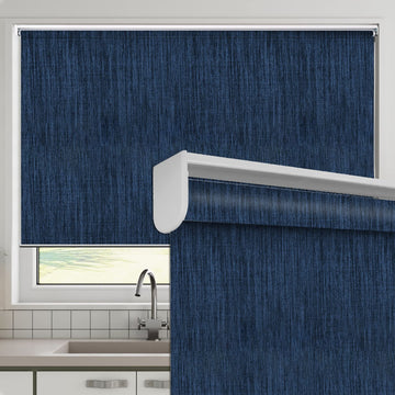 Cordless 100% Blackout Window Roller Shades, Custom Size Navy Window Roller Shades Blinds, Easy Installation