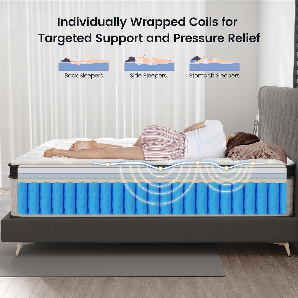 12 Inch California King Mattress, Hybrid Pocket Spring Medium | Medium firm 12-inch cal king mattress ideal for