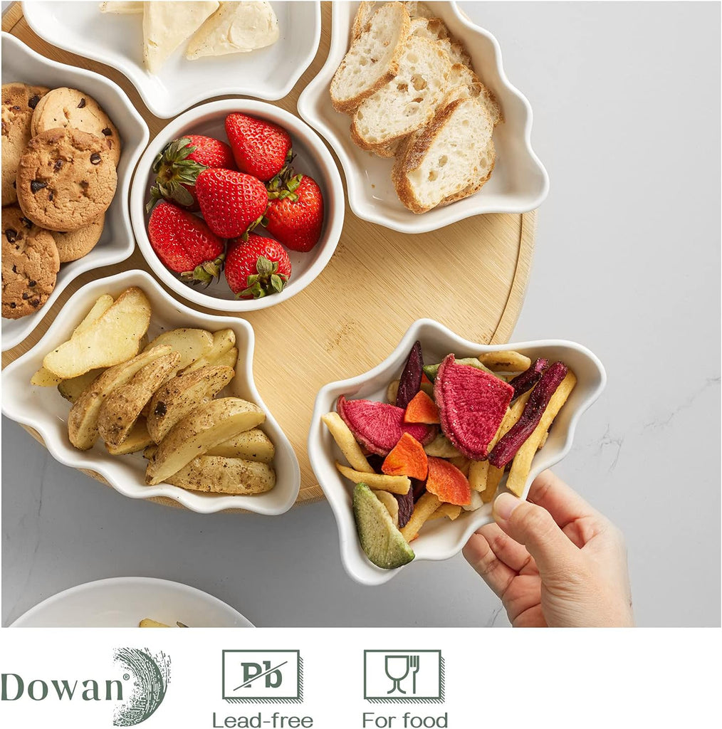 360° Rotatable Serving Tray and Platters, 12 Inch Divided Serving Bowls for Party, Kitchen Decor, Removable Serving