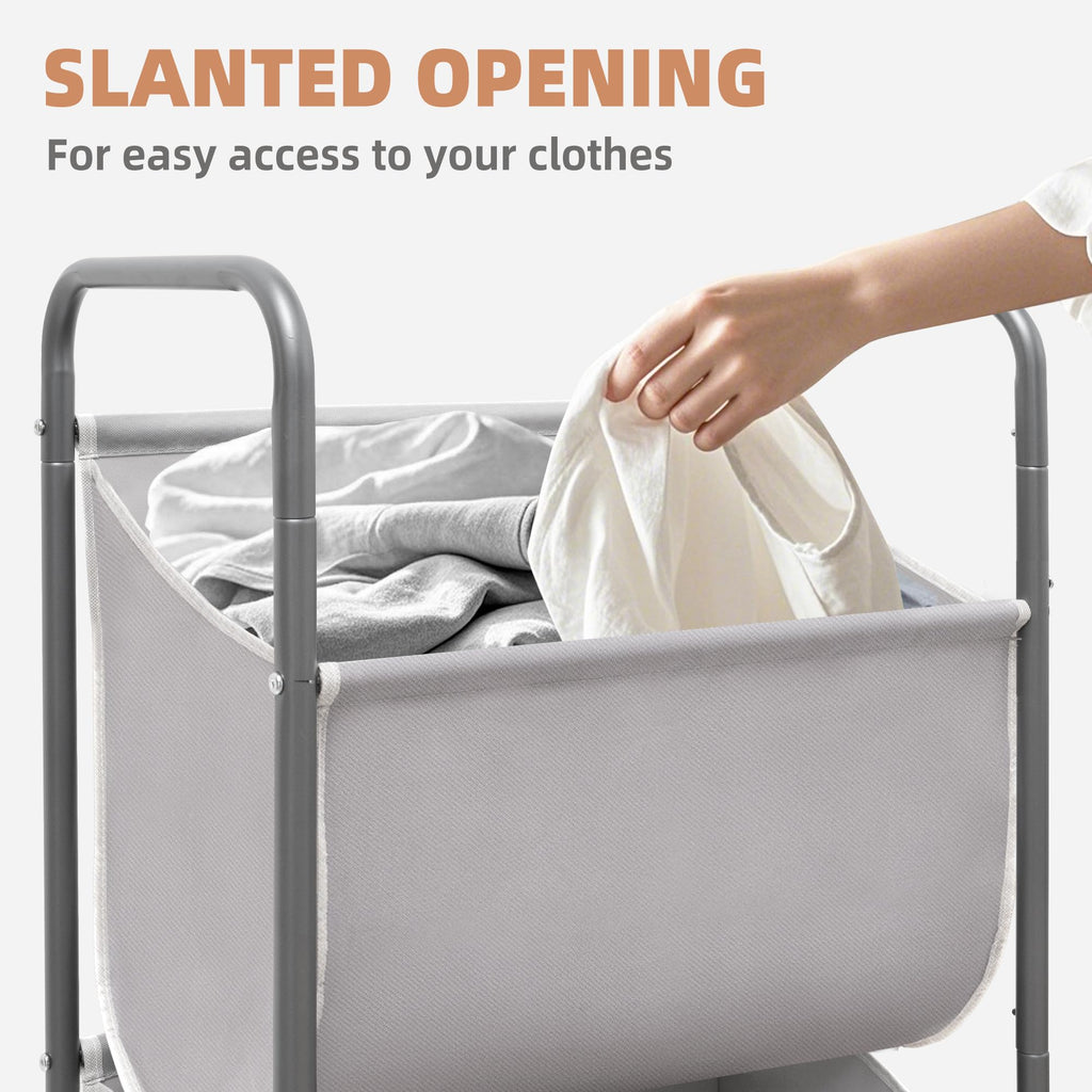 Vertical Rolling Laundry Hamper, 3 Section Laundry Sorter