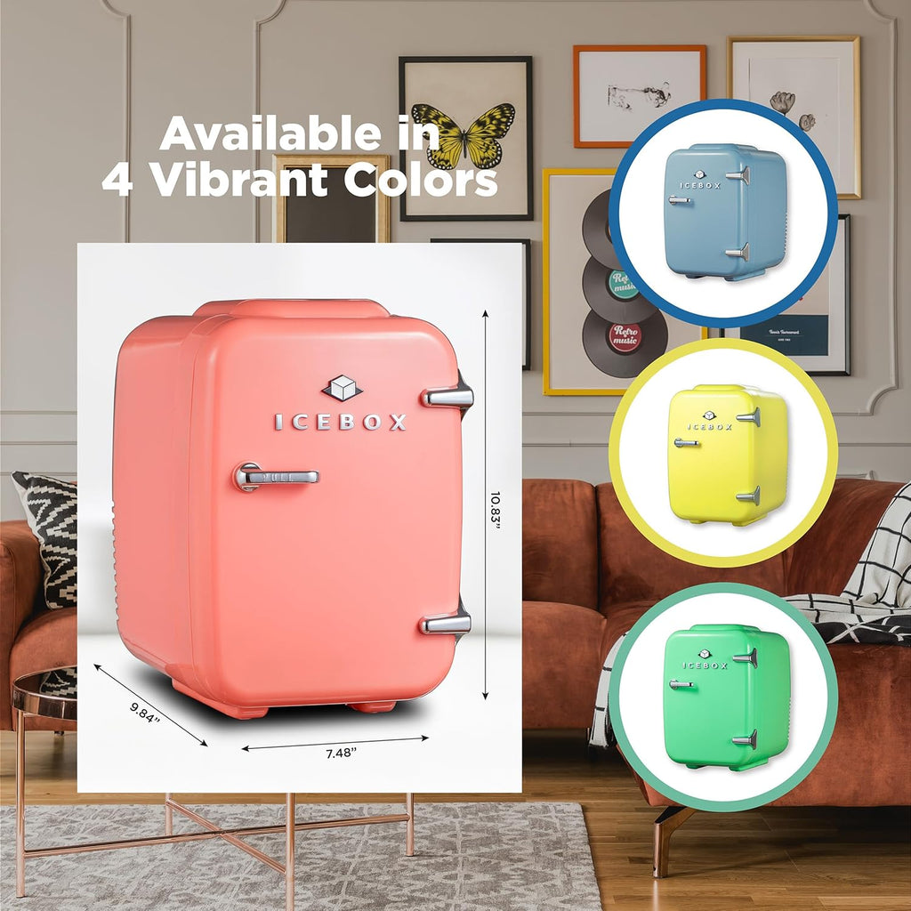 IBMF4BLS Mini Fridge For Bedroom, Skincare Refrigerator, Portable Cooler & Warmer for Makeup, for Office & Home, Mini