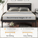 14 Inch King Metal Platform Bed Frame with Wooden Headboard and Footboard, Mattress Foundation, No Box Spring Needed