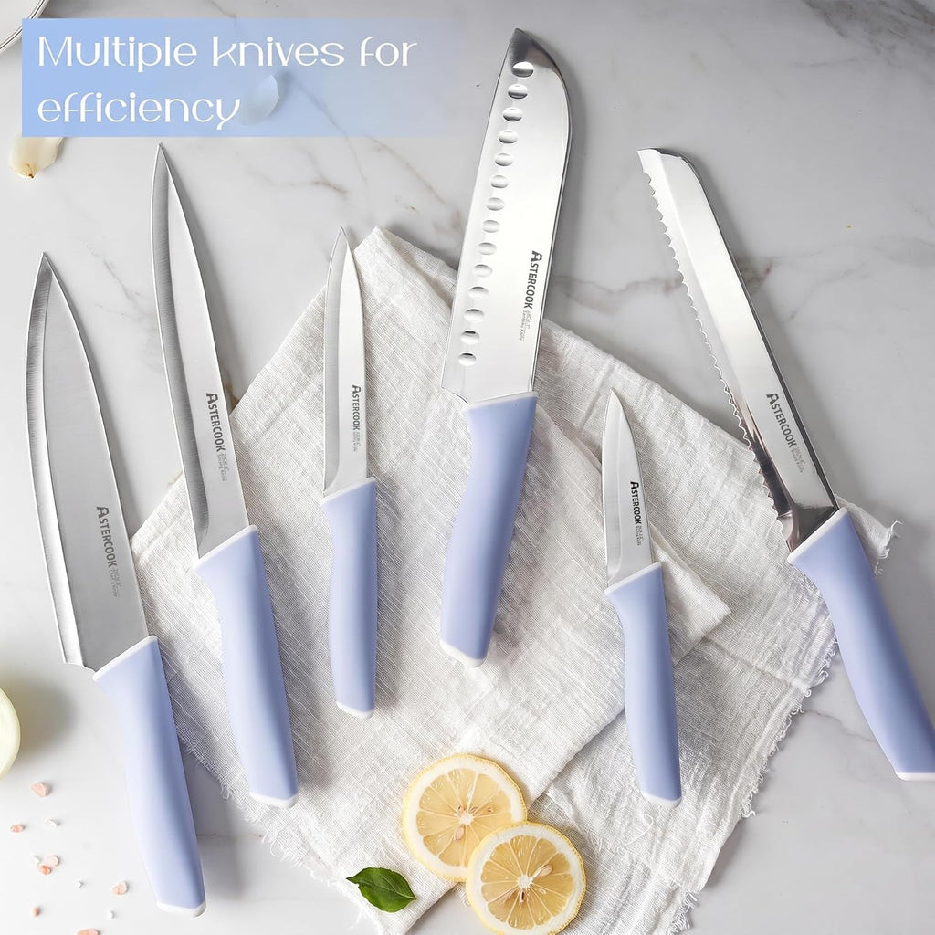 Kitchen Knife Set with Block and Sharpener 15 Piece German High Carbon Stainless Steel Knives Sharp Blade Dishwasher