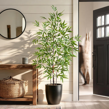 Large Faux Plastic Silk Plants Tall Fake Bamboo Tree Indoor Outdoor Realistic Floor Plant Potted Artificial Bamboo