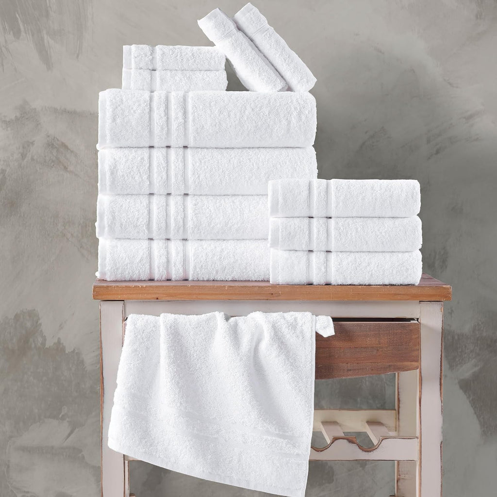 White Bath Towels 4 Pack 27 x 54 Inches 100% Turkish Cotton Soft Lightweight and Highly Absorbent Quick Drying