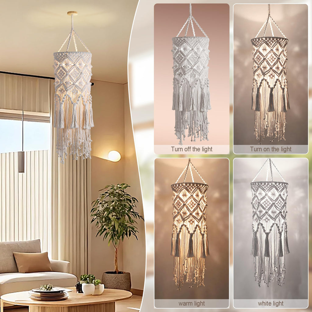 Boho Hanging Lamp, Plug in Hanging Light with Plug in Cord(9.8FT)