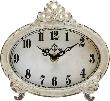 HOME Vintage Table Clock, Battery Operated Rustic Design, Chic Home Décor for Fireplace Mantel, Shelf, Desktop