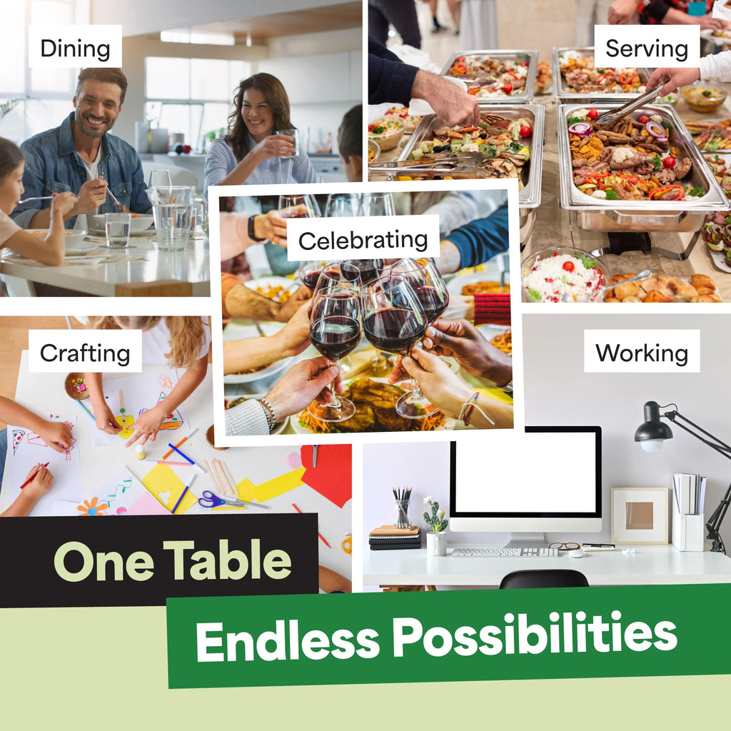 Black 8ft Folding Table with Handle | Heavy-Duty Foldable Table | Portable Table for Indoor & Outdoor Use | Perfect