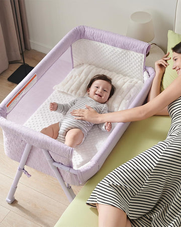 Bassinet Bedside Sleeper for Baby, 2 in 1 Baby Crib for Newborn, Bedside Bassinet with 4 Auto-Lock Wheels &