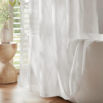 Candice Sheer Shower Curtain , 72 x 72, White | Adds Privacy, Machine Washable, Geometric Pattern, OEKO-TEX Certified