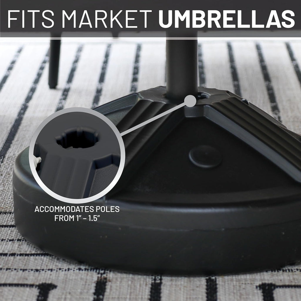 Durable 50 Pound Fillable Umbrella Base Designed to be Used with a Patio Table - Black