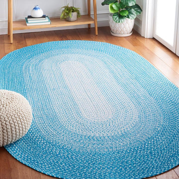 Braided Indoor/Outdoor Washable Oval Rug 4x6, Aqua BRA220J