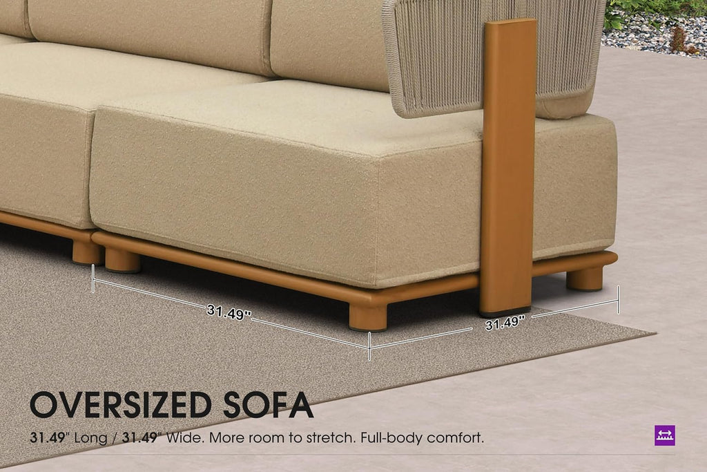 Patio Furniture Set Modular L-Shaped 5 PCS Sectional Sofa | Modular pieces fit your space, 11-in 36D cushions add