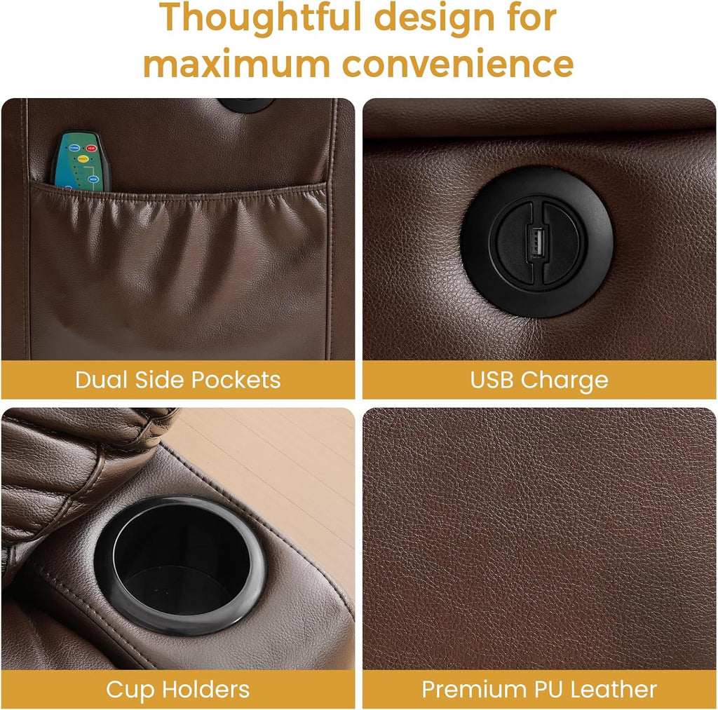 Power Lift Recliner Chair for Elderly & Seniors, Breathable Leather Electric Recliner with Vibration Massage & Lumbar
