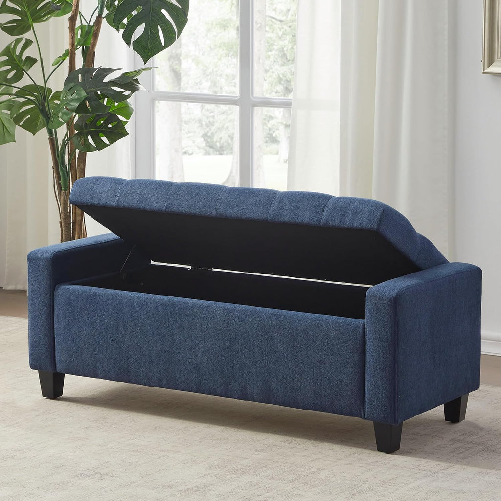 Ottoman with Storage, 48.8" Fabric Storage Ottoman Bench with Hinge, Bedroom Bench, Upholstered Benches with Seating
