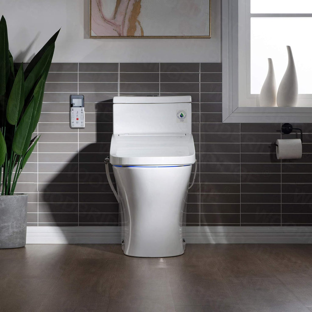 One Piece 1.1GPF/1.6 GPF Dual Flush Elongated Toilet with Advance Smart Toilet in White
