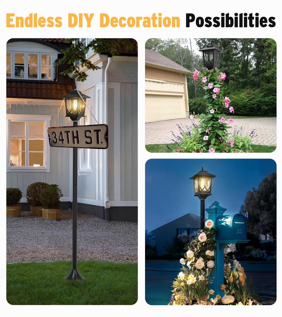 63" Solar Lamp Post Light 2 Pack, Solar Post Lights Outdoor
