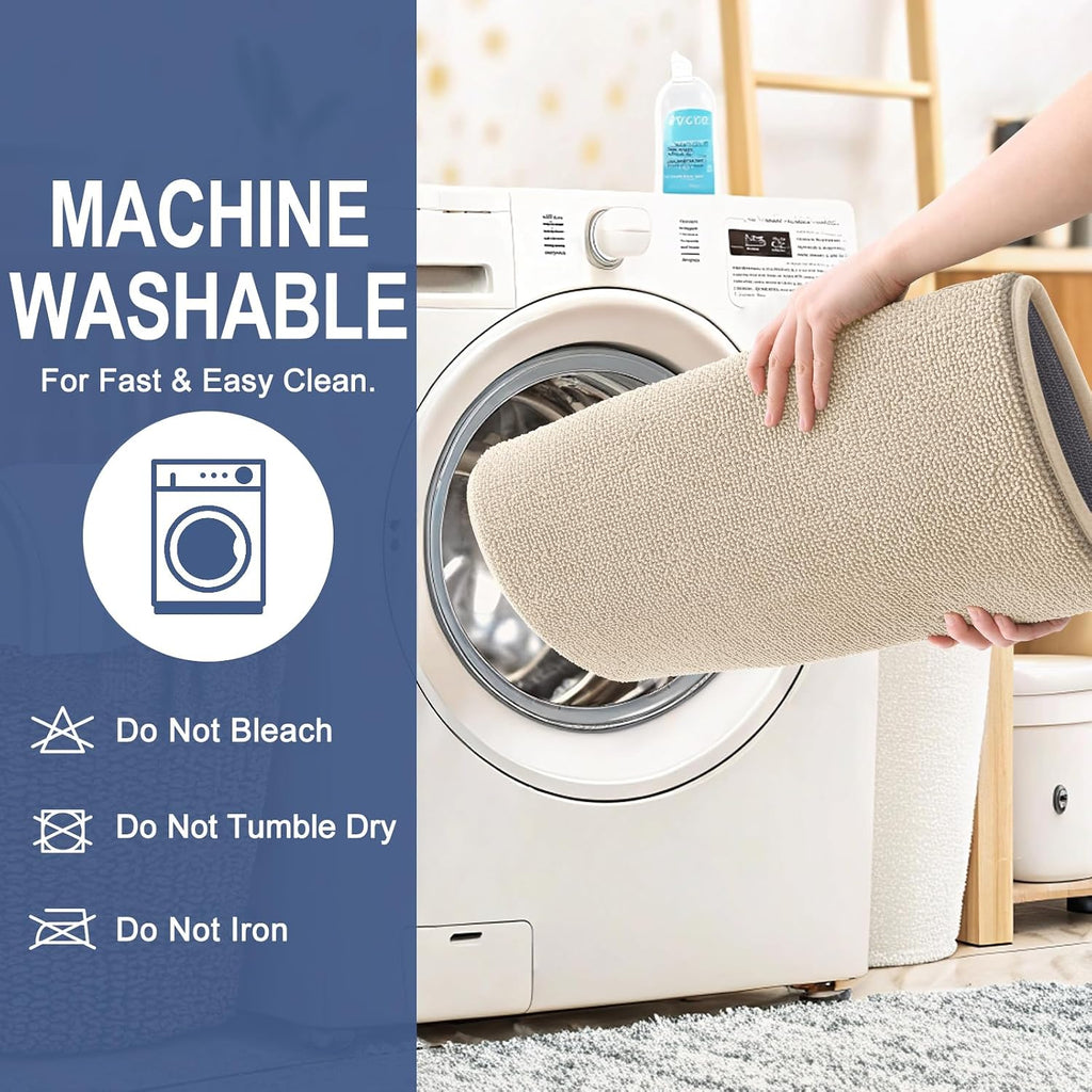 Thick Memory Foam Bathroom Rugs 30x20, Absorbent Bath Mat, Beige | Soft Quick Dry Bath Rugs, Non-Slip, Machine