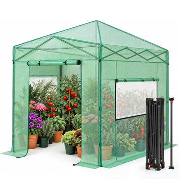 8x6 Walk-in Pop-Up Greenhouse for Outdoors, Green