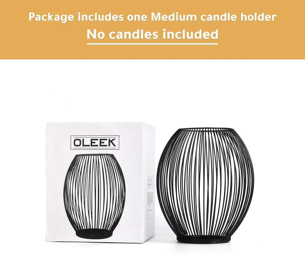 Small Outdoor Candle Holders for Patio - Pillar Candle Holder - Black Wire Candle Holder for Table Centerpiece - Iron