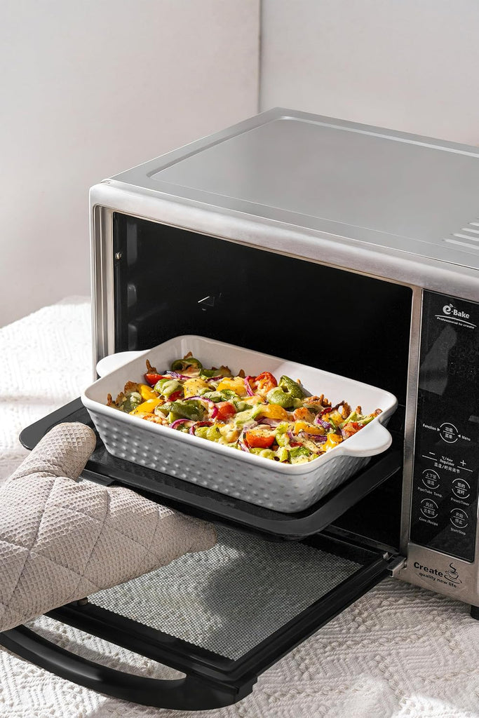 Casserole Dishes for Oven - Ceramic Bakeware Sets of 4, Rectangular Deep Dishes with Handles, Lasagna Pans Cooking &