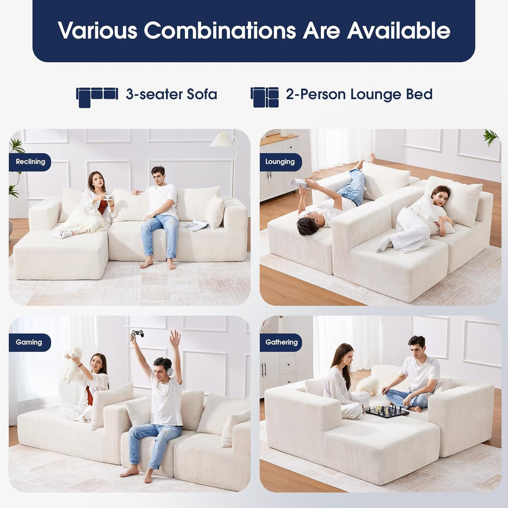 107'' Modular Sectional Sofa, L Shaped Cloud Couch for Living Room