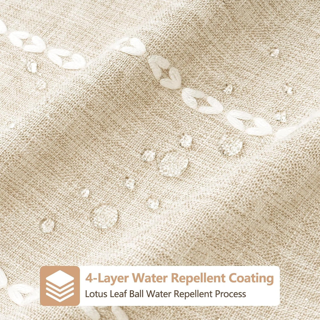 Boho Farmhouse Linen Shower Curtain with Tassels, Heavyweight Soft Fabric Shower Curtain Beige Water Repellent, 72 x