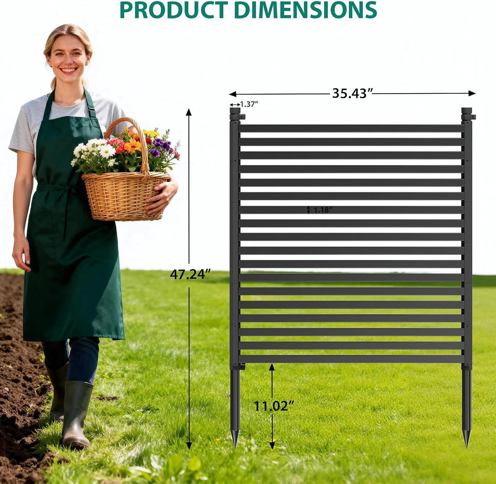 3 Pack Privacy Fence Panels for Outside, 48" h x 106" w No-Dig Metal Garden Fencing, Rustproof Decorative Panels for