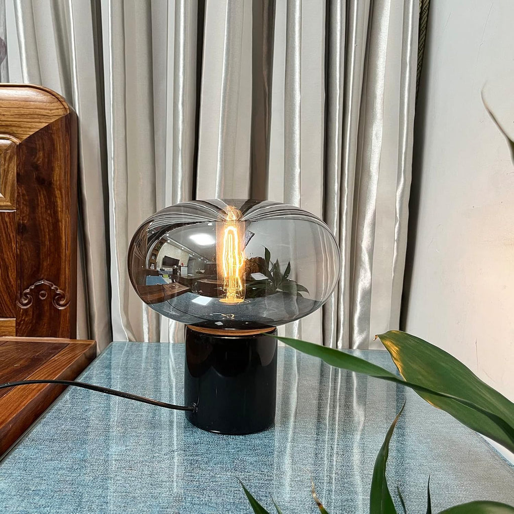 Glass Table Lamp Farmhouse Lamps Art Deco Side Table Lamp Smoky Gray