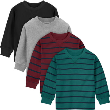 4 Pack Boy and Toddlers Thermal Long-Sleeve Shirts Kid T-Shirts Top
