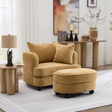 Modern Chaise Lounge Chair — Yellow Chenille