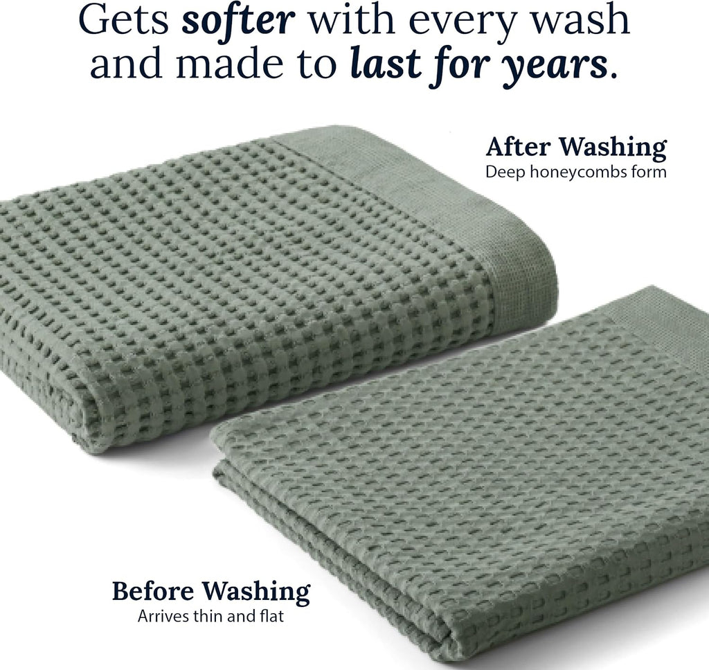 Waffle Bath Sheet Quick Dry Towel, Thin Luxury Bath Towels, Bath Sheets 40x80 Large Bath Towels, Modern Style (Sage