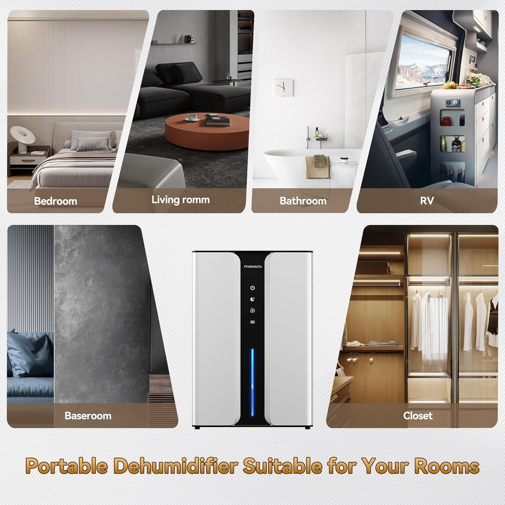 95oz Home Dehumidifier, (950 sq.ft) Quiet dehumidifier for Bedroom Bathroom with Drain Hose