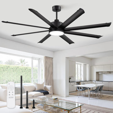 72" Ceiling Fan with LED Light and Remote - Black