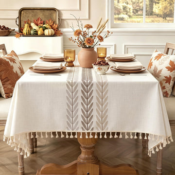 Cotton Linen Waterproof Tablecloth for Dining Table Farmhouse Kitchen Square Table Cloth Coffee Wrinkle Free Cover