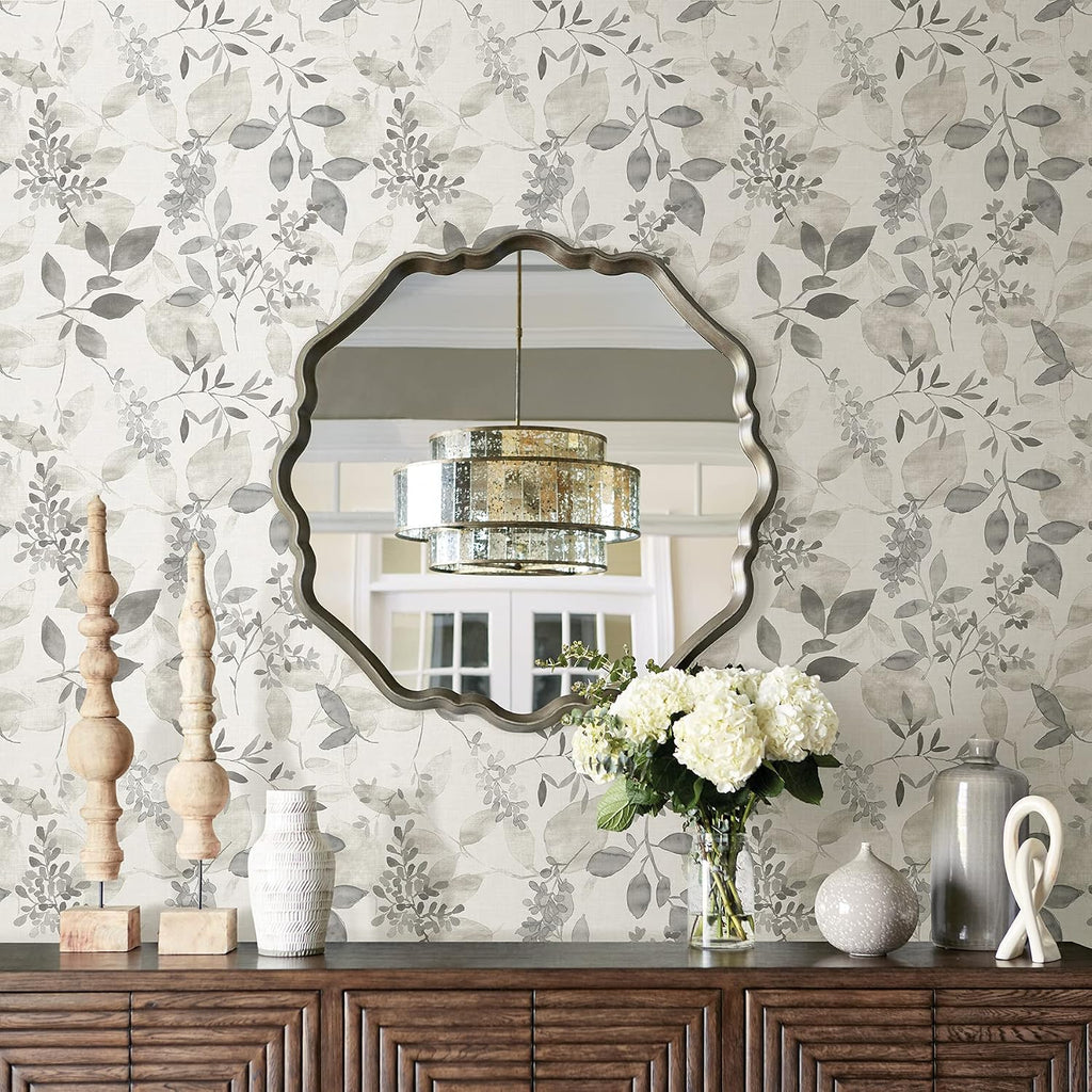 By WallPops NUS3144 Breezy Peel & Stick Wallpaper, Grey