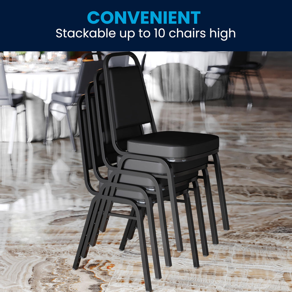 Trapezoidal Back Stackable Banquet Chair, Black