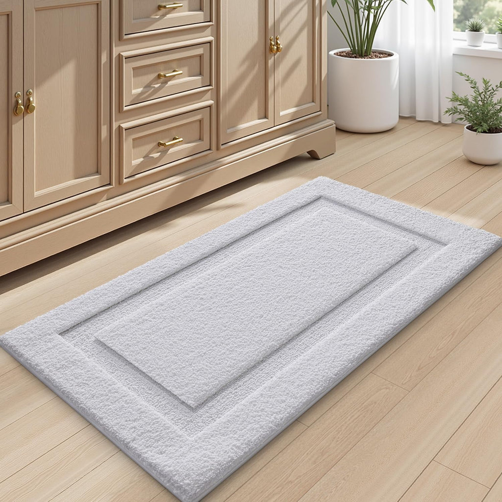 Ultra Soft Bathroom Rugs Absorbent, Non Slip Bath Mat 24x36, White | Machine Washable with Rubber Backing, Quick Dry