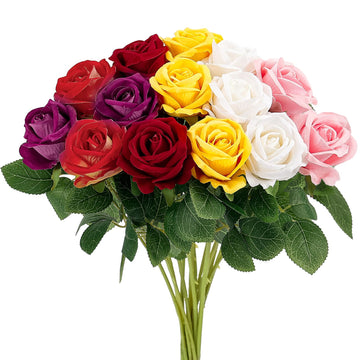 14PCS Artificial Roses, Realistic Silk Fake Roses Flowers