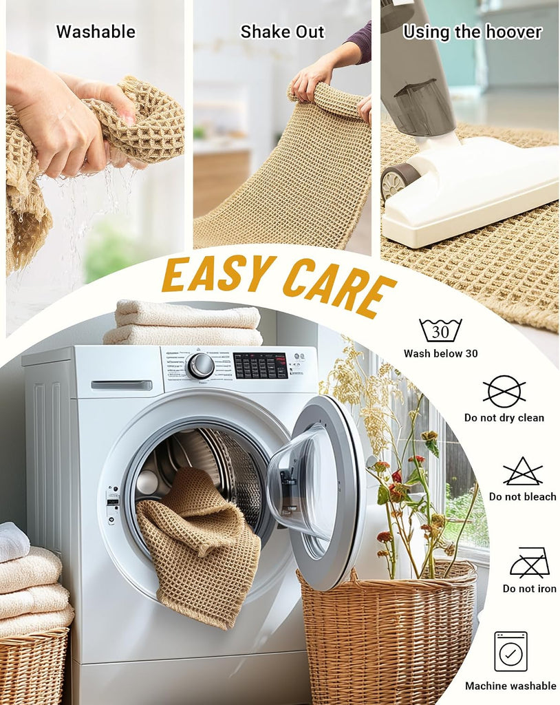 Large Waffle Bath Mat Set, Non Slip Bath Rug Set, Ultra Absorbent Bath Mats Decor, Extra Soft Floor Kitchen Rugs Sets