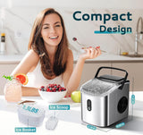 Ice Maker Countertop, Portable Ice Machine with Carry Handle, 26.5lbs Per Day, 9 Cubes in 6 Mins, Auto-Cleaning