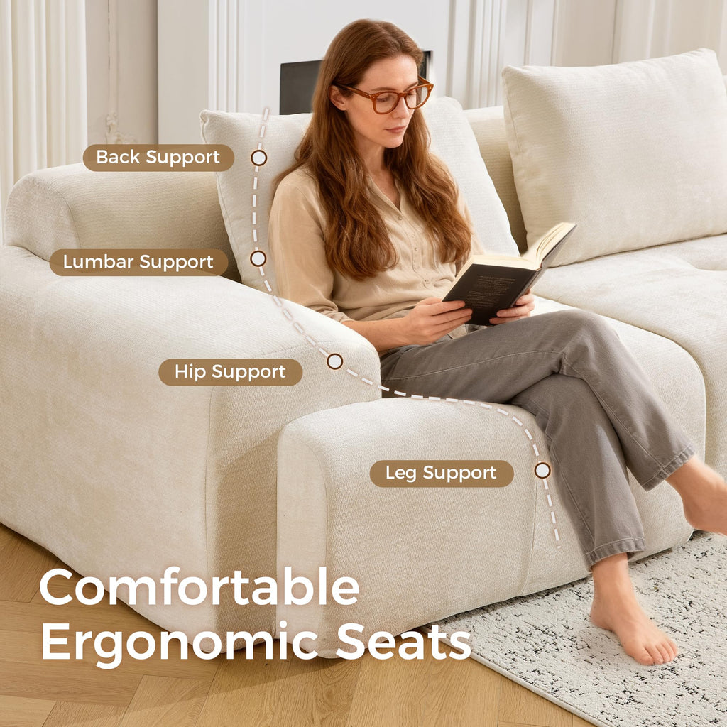 85" Modular Sectional Sofa, Chenille Upholstered Boneless Couch, Modern Deep Seat Cloud Sectional Couches, Oversized