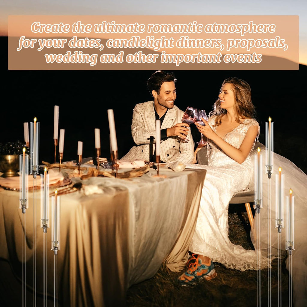 6 Pcs Acrylic Candelabra Centerpieces 42.5'' Tall 4 Arms Clear Candle Holders Wedding Table Centerpiece Floor