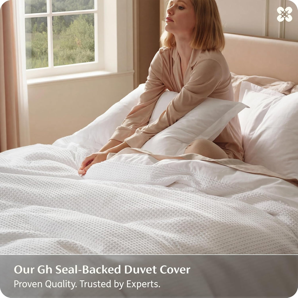 PureWoven 3 Pieces 100% Cotton Waffle Duvet Cover Set, King, Linen - Set of 3