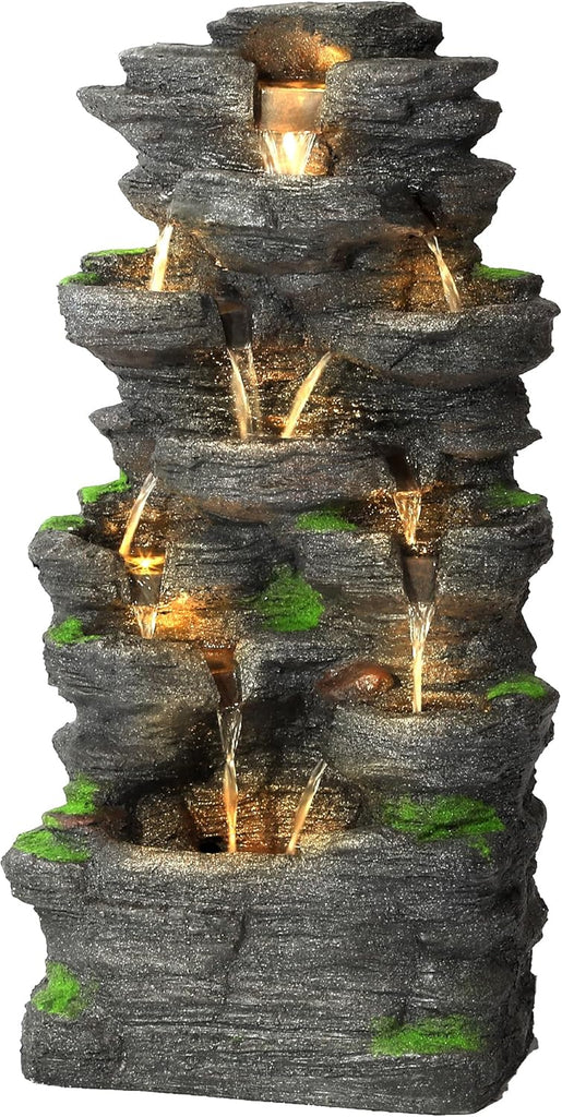 40''H Outdoor Water Fountain - Garden Rock Waterfall Fountains