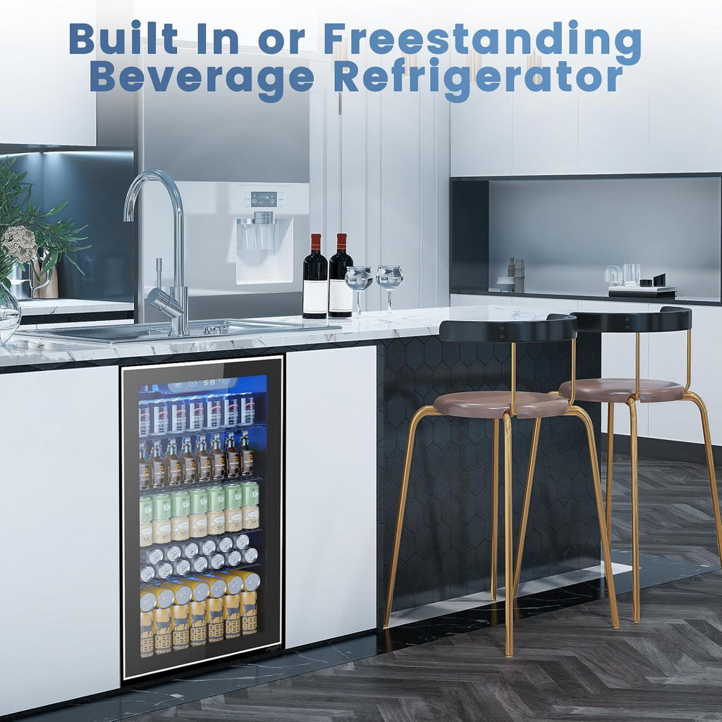 Mini Fridge 130 Can Beverage Refrigerator Cooler, 3.2 Cu.Ft Drink Fridge for Sod