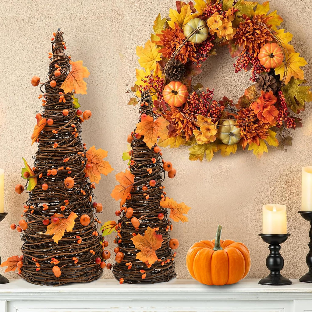 Fall Decor, Fall Tabletop Trees, Lighted Pumpkin Thanksgiving Decorations