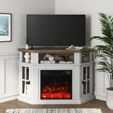 Corner Fireplace TV Stand for Television up to 55" with Storage Cabinets, Entertainment Center