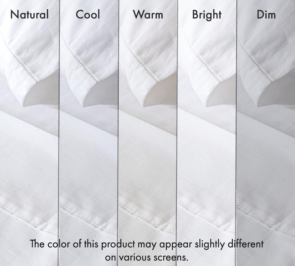 100% Cotton King Sheets, Percale King Size Sheets Set, Bright White