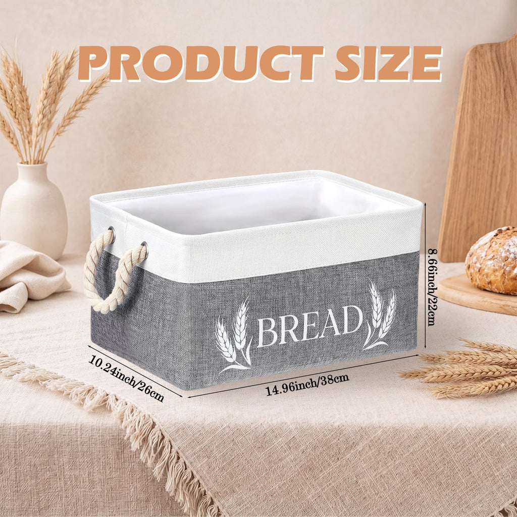 Bread Storage Basket Foldable Bread Storage Container Bin with Handles Burlap Basket Box Counter and Pantry